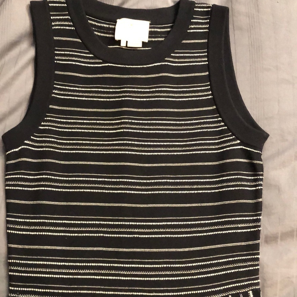 Kate Spade black knit sleeveless dress with multiple stripes in xs
